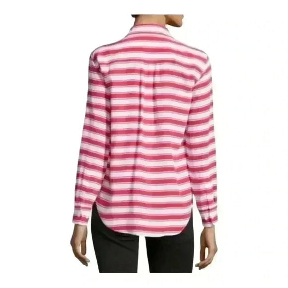 EQUIPMENT Red Striped Slim Signature Silk Button Down Long Sleeve Shirt M - Picture 2 of 8